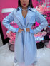 LIGHT BLUE, leather imitation trench "POWER" FL08